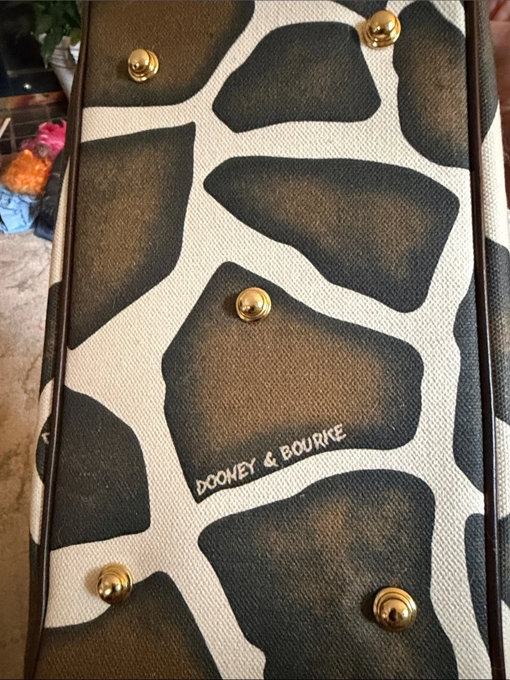 Dooney & Bourke Brown and Cream Giraffe-Print Shoulder Bag